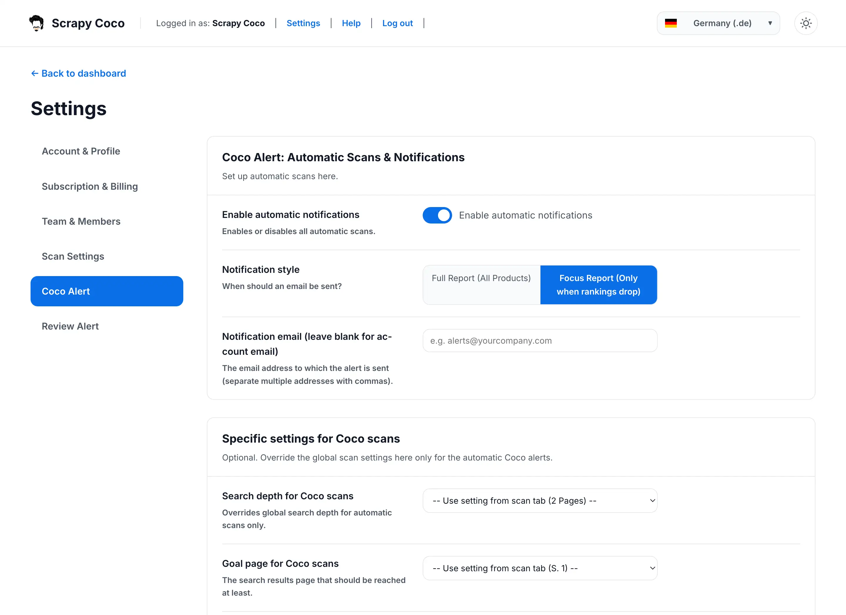 Configure Coco Alert – Set up Amazon ranking alerts via email